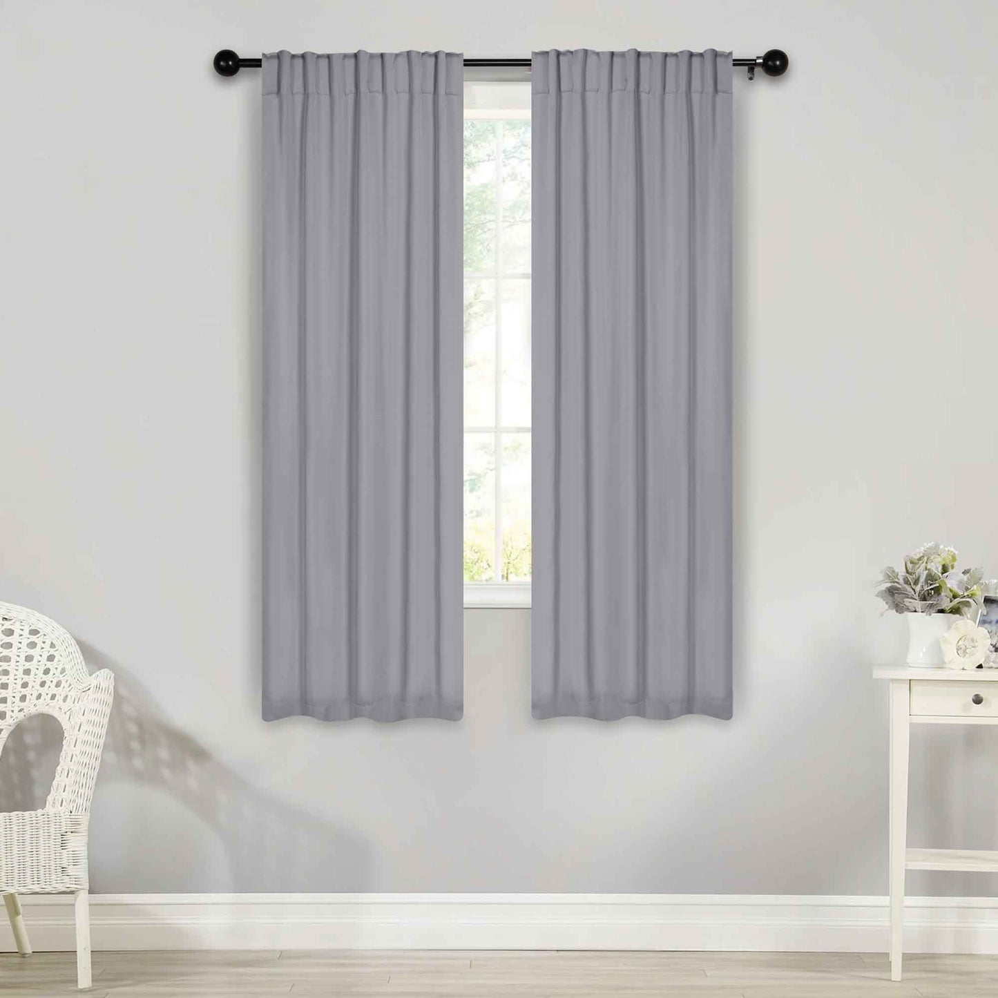 Solid Room Darkening Blackout Curtain Panels. Back Tabs. Set of 2