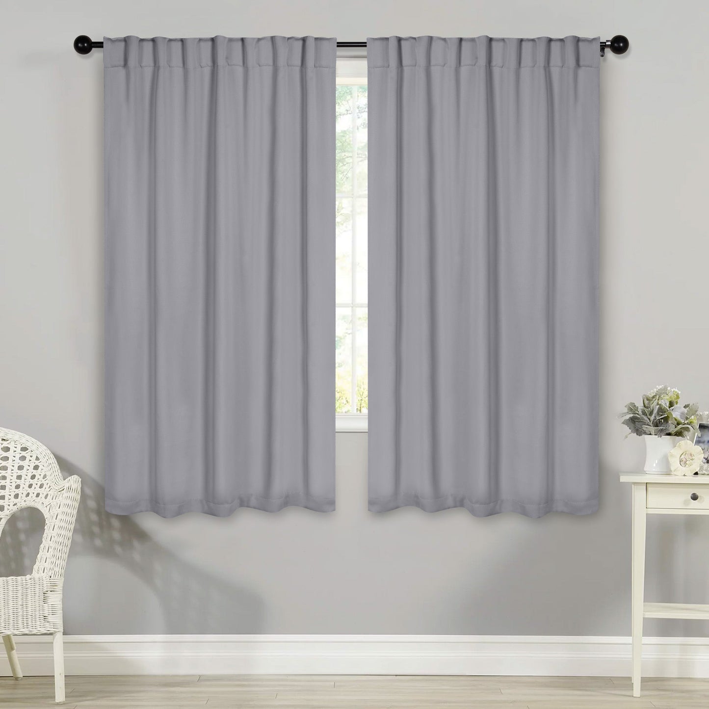 Solid Room Darkening Blackout Curtain Panels. Back Tabs. Set of 2