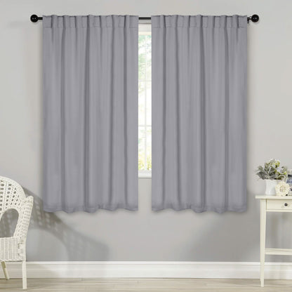 Solid Room Darkening Blackout Curtain Panels. Back Tabs. Set of 2