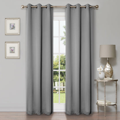 Solid Machine Washable Room Darkening Blackout Curtains. Set of 2