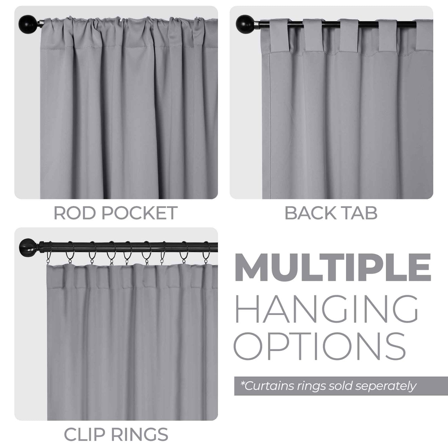 Solid Room Darkening Blackout Curtain Panels. Back Tabs. Set of 2