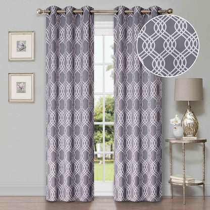 Ribbon Trellis Washable Room Darkening Blackout Curtains. Set of 2