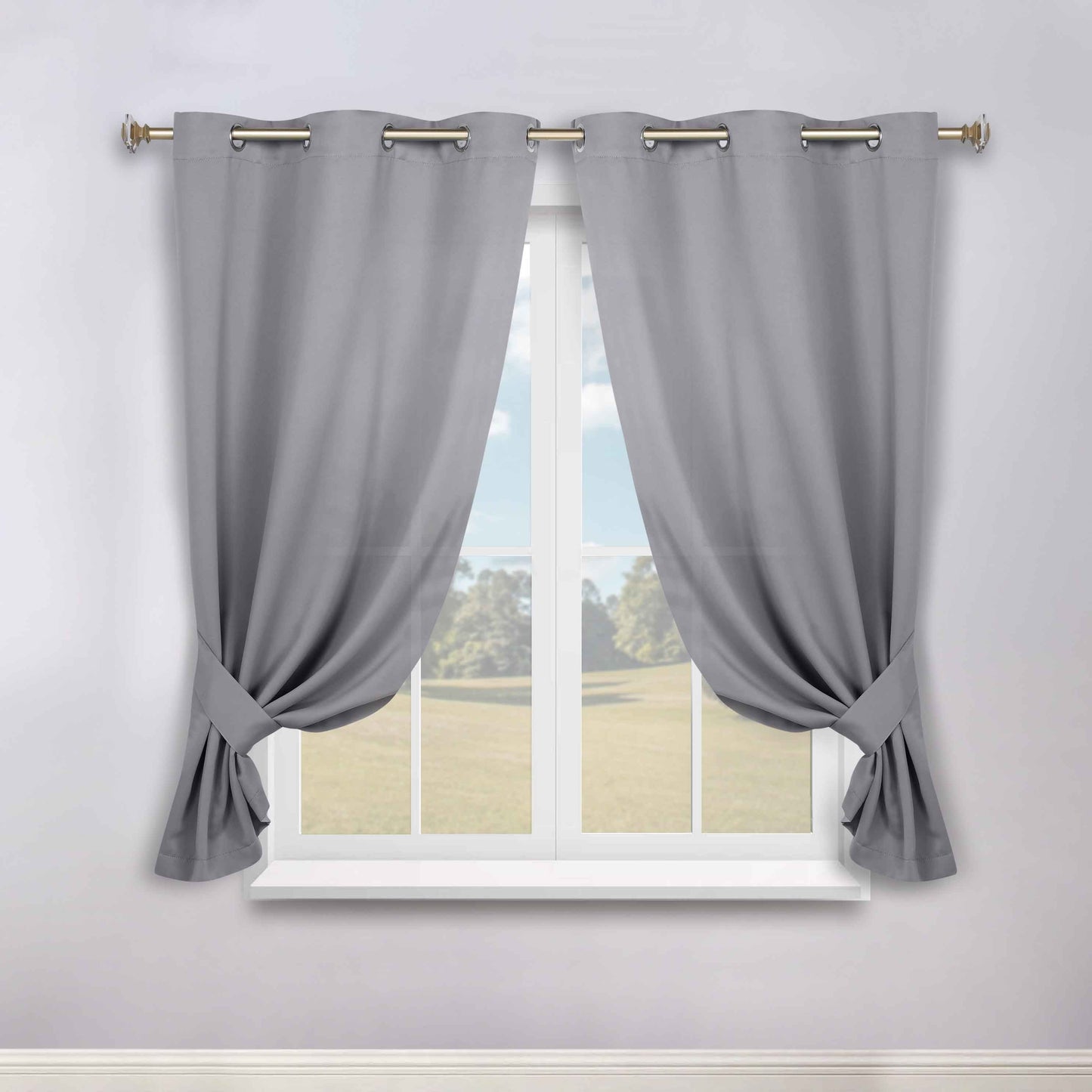 Classic Modern Solid Room Darkening Blackout Curtain Panels. Set of 2