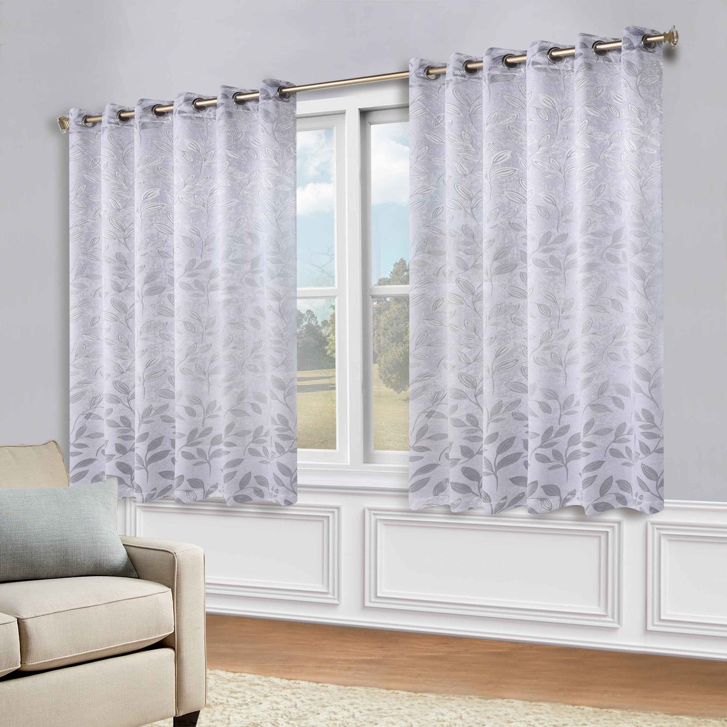 Leaves Room Darkening Grommet Blackout Curtain Panels. Set of 2