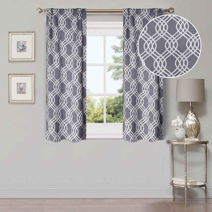 Ribbon Trellis Washable Room Darkening Blackout Curtains. Set of 2