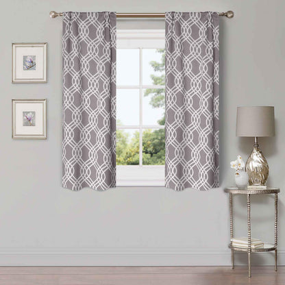 Ribbon Trellis Washable Room Darkening Blackout Curtains. Set of 2