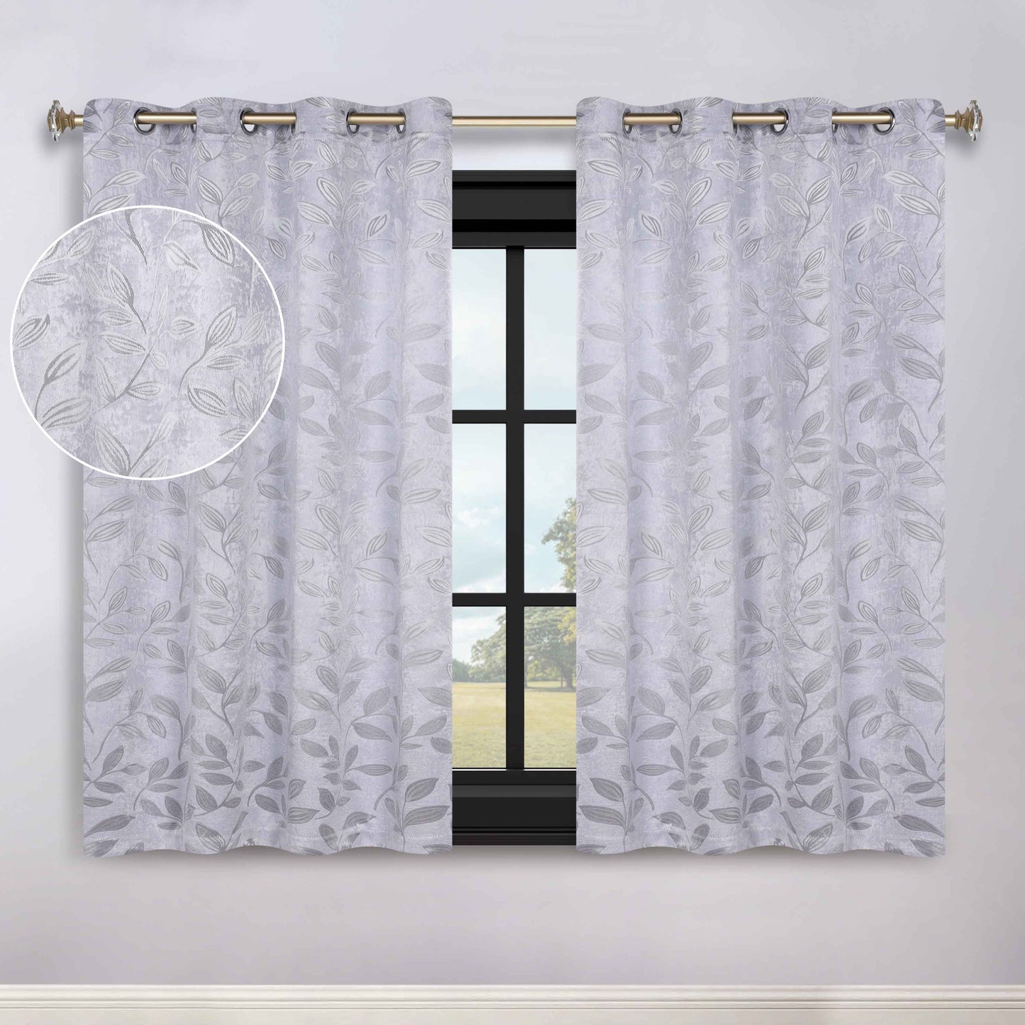 Leaves Room Darkening Grommet Blackout Curtain Panels. Set of 2