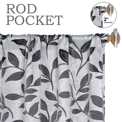 Leaves Room Darkening Washable Blackout Curtain Panels. Set of 2