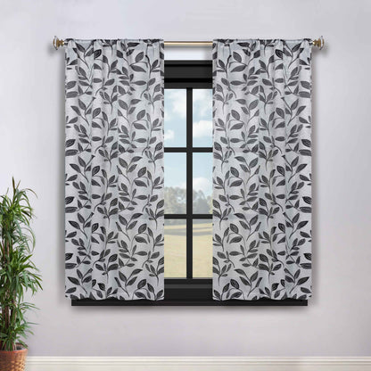 Leaves Room Darkening Washable Blackout Curtain Panels. Set of 2