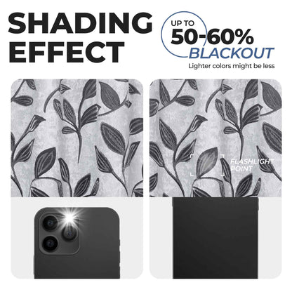 Leaves Room Darkening Washable Blackout Curtain Panels. Set of 2