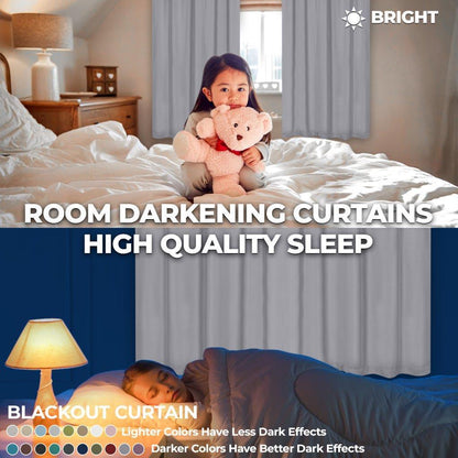 Solid Machine Washable Room Darkening Blackout Curtains. Set of 2