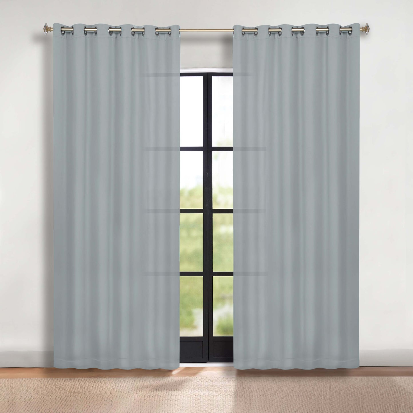 Classic Modern Solid Room Darkening Blackout Curtain Panels. Set of 2