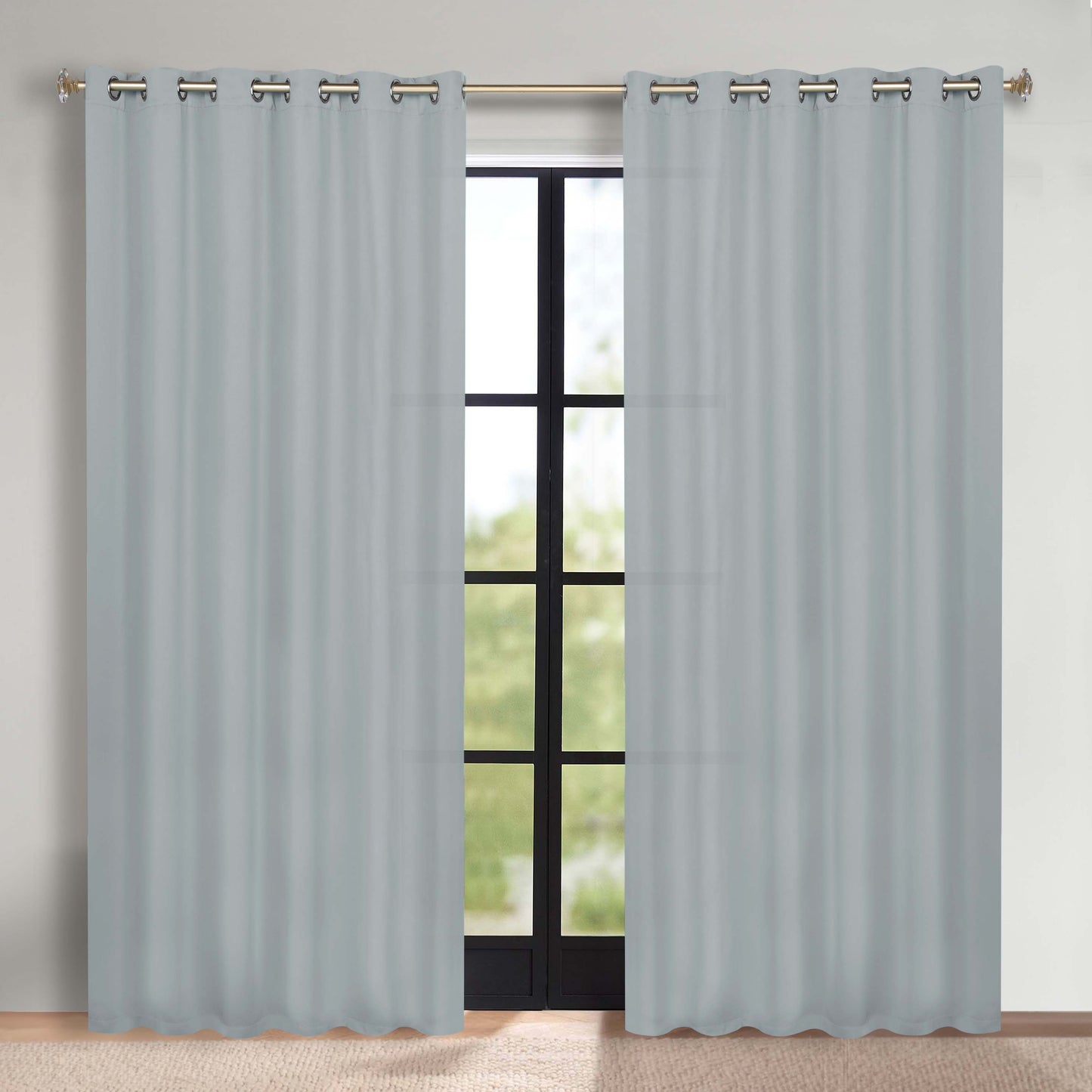 Classic Modern Solid Room Darkening Blackout Curtain Panels. Set of 2