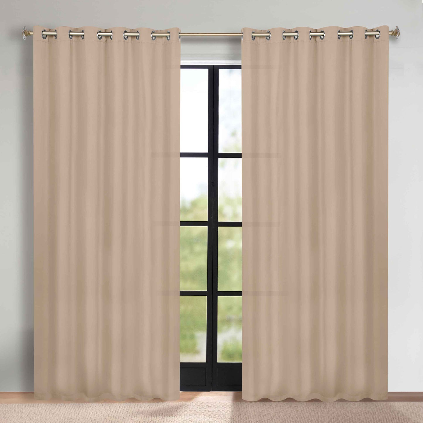 Classic Modern Solid Room Darkening Blackout Curtain Panels. Set of 2