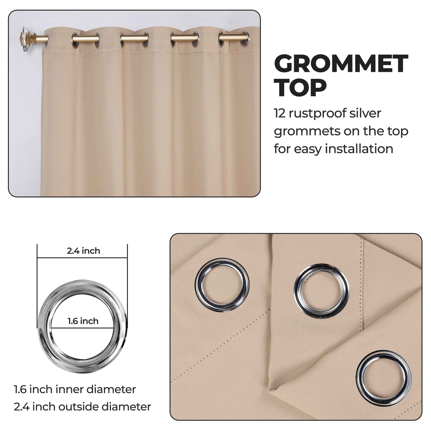 Classic Modern Solid Room Darkening Blackout Curtain Panels. Set of 2