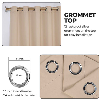 Classic Modern Solid Room Darkening Blackout Curtain Panels. Set of 2