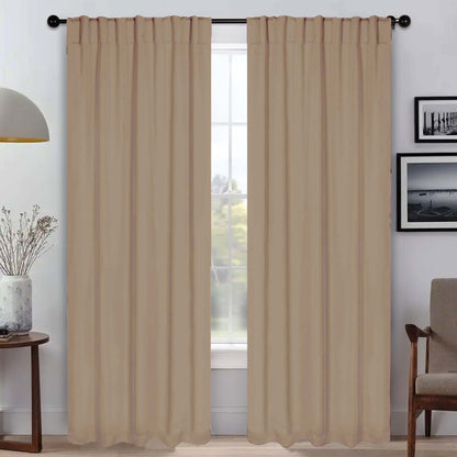 Solid Room Darkening Blackout Curtain Panels. Back Tabs. Set of 2