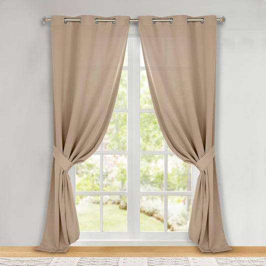 Classic Modern Solid Room Darkening Blackout Curtain Panels. Set of 2
