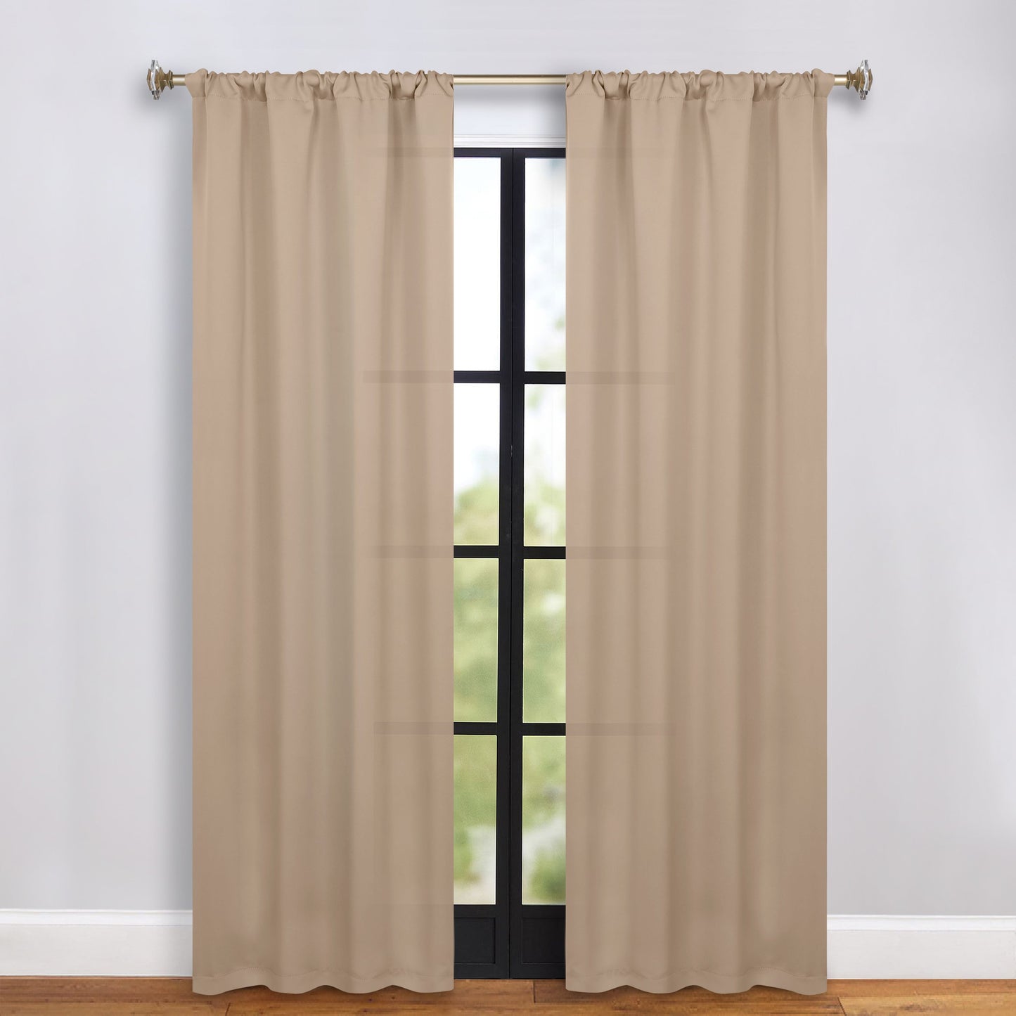 Solid Room Darkening Rod Pocket Blackout Curtain Panels. Set of 2