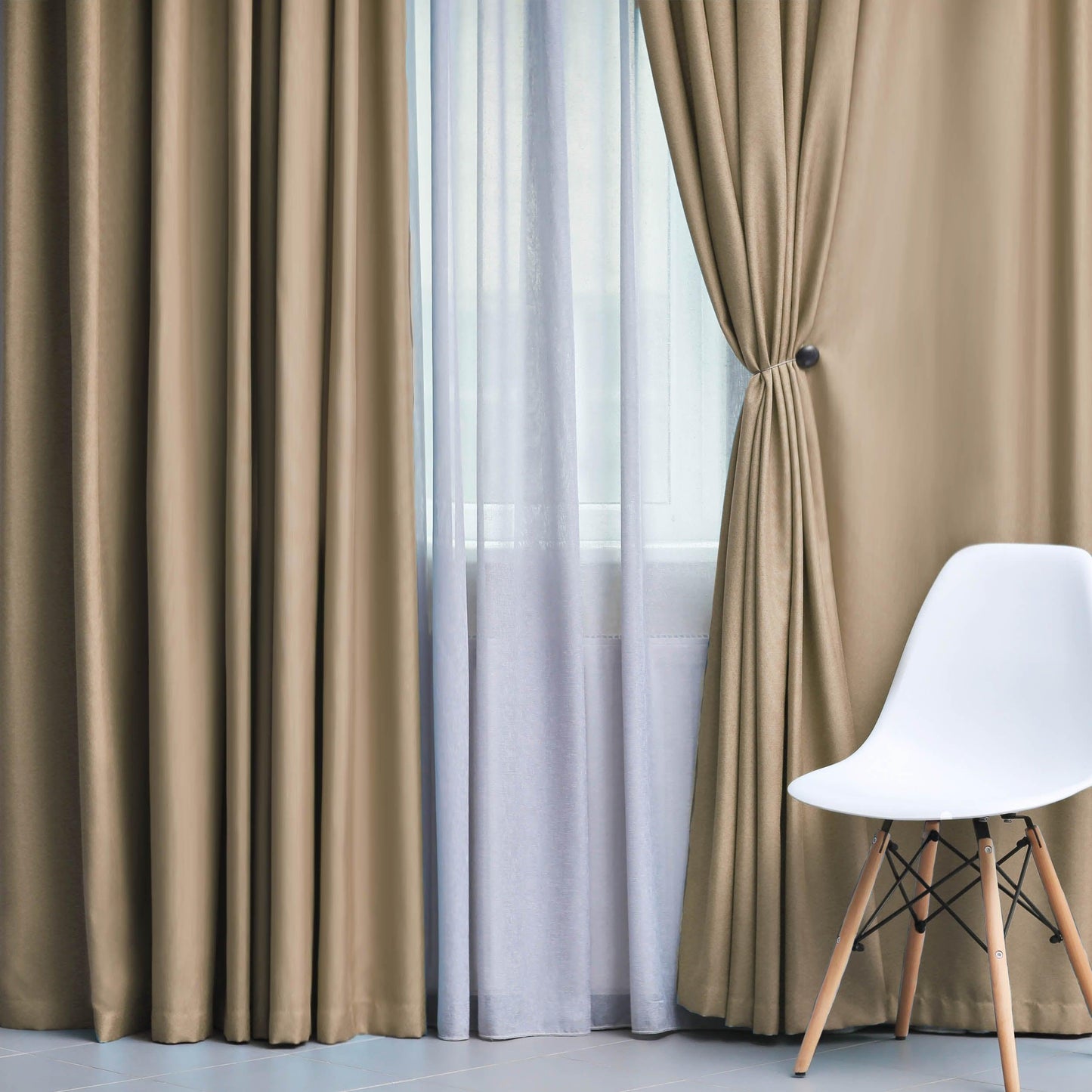 Solid Machine Washable Room Darkening Blackout Curtains. Set of 2