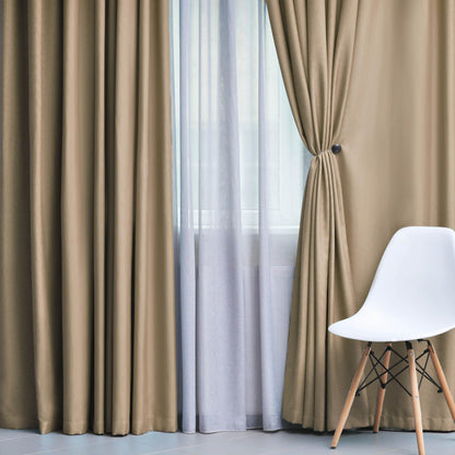 Solid Machine Washable Room Darkening Blackout Curtains. Set of 2