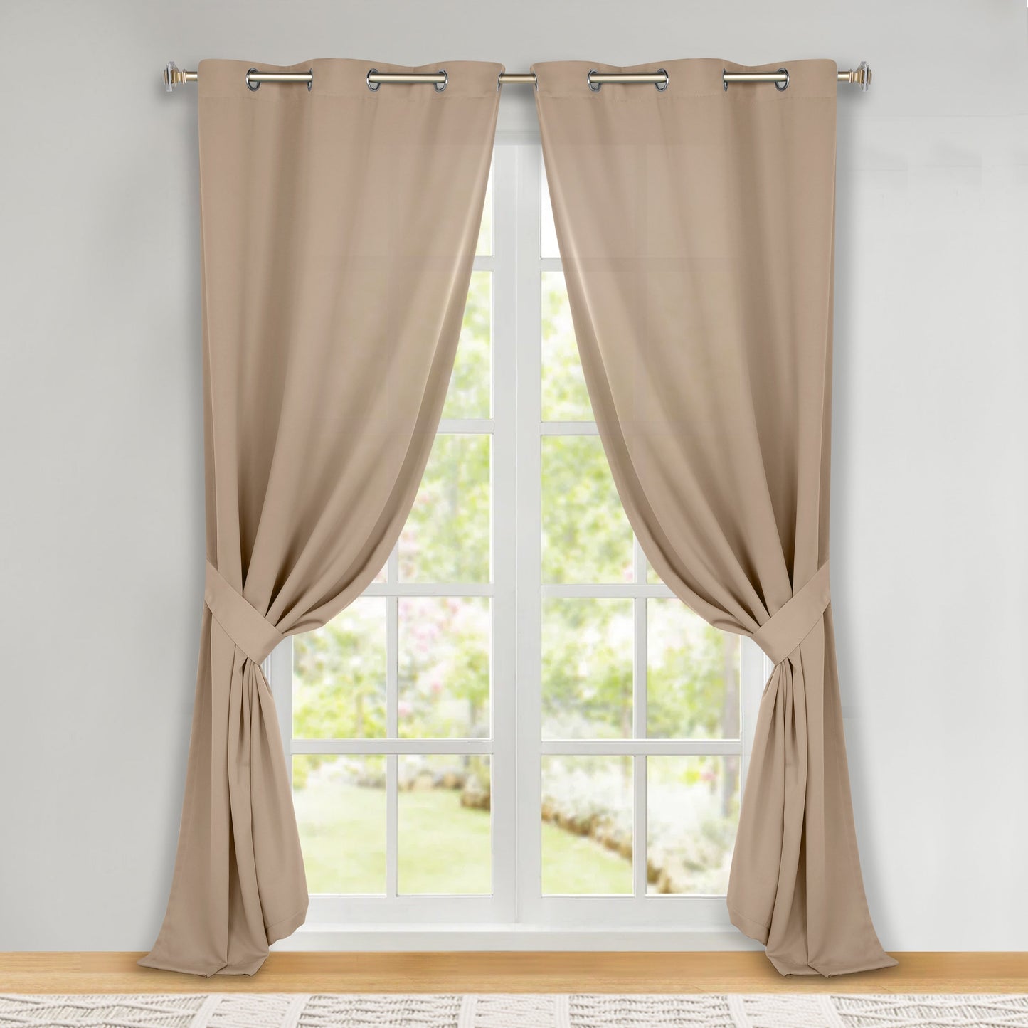 Classic Modern Solid Room Darkening Blackout Curtain Panels. Set of 2