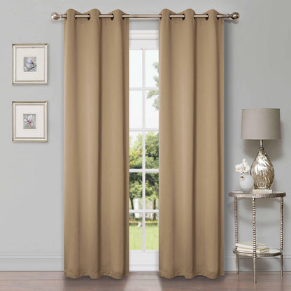 Solid Machine Washable Room Darkening Blackout Curtains. Set of 2