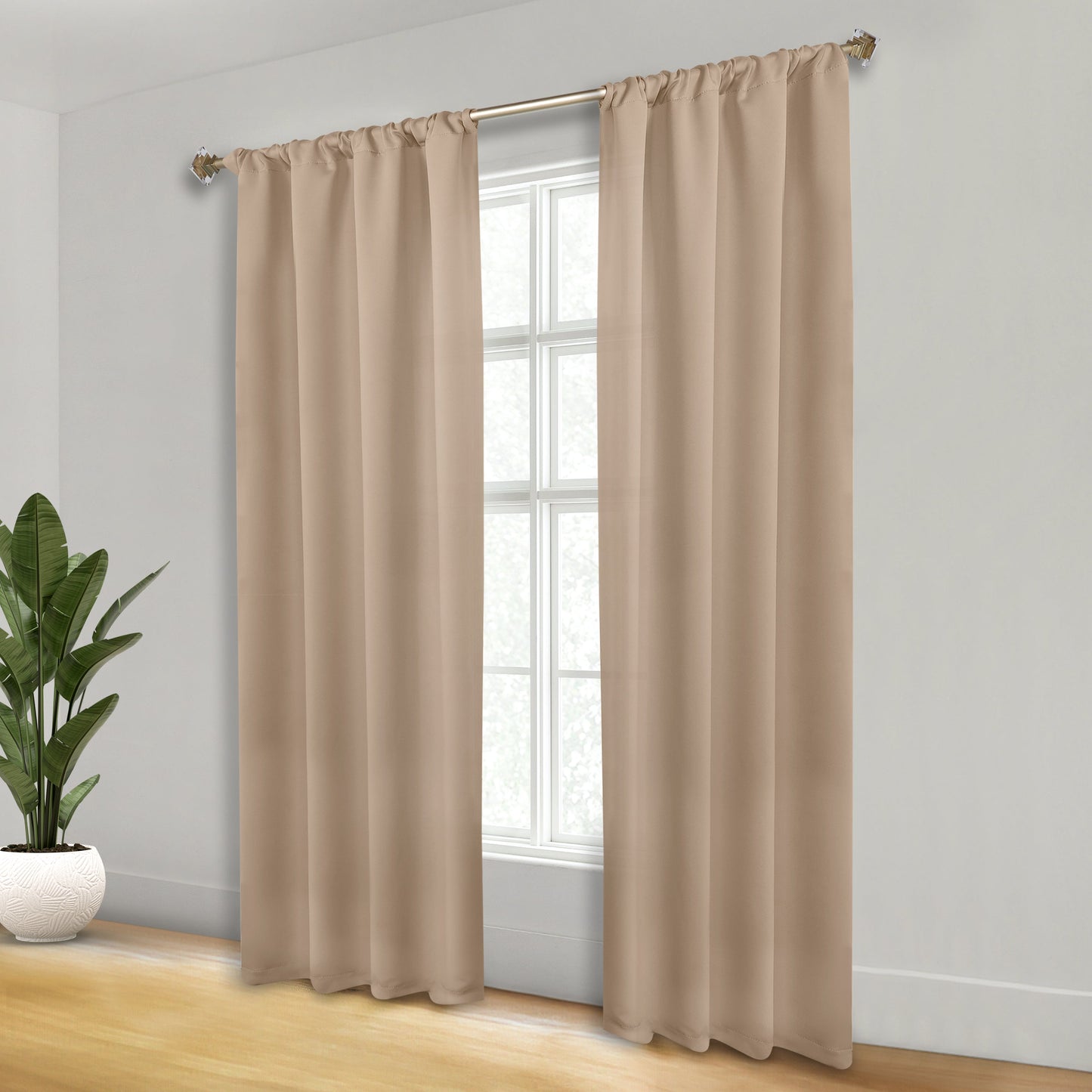 Solid Room Darkening Rod Pocket Blackout Curtain Panels. Set of 2