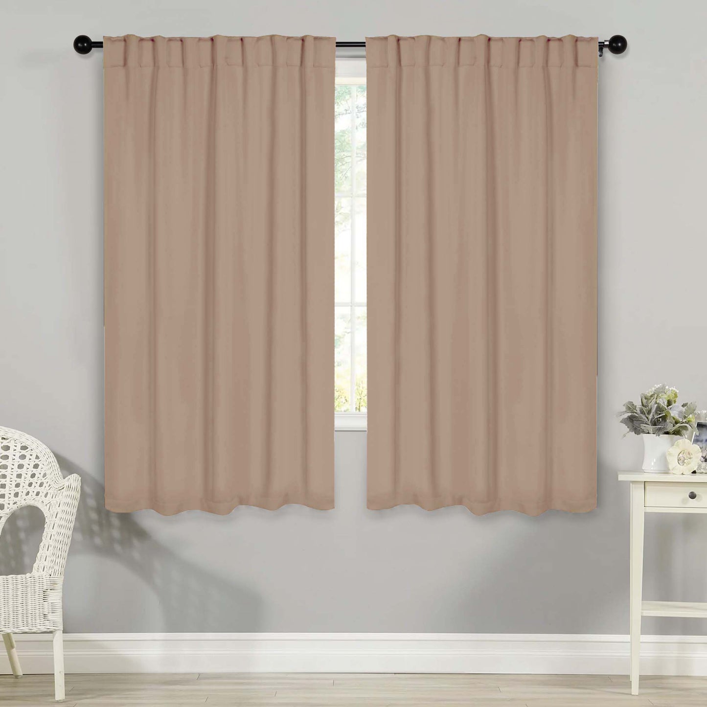 Solid Room Darkening Blackout Curtain Panels. Back Tabs. Set of 2