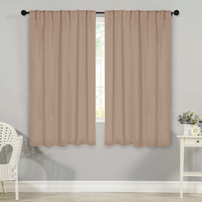 Solid Room Darkening Blackout Curtain Panels. Back Tabs. Set of 2