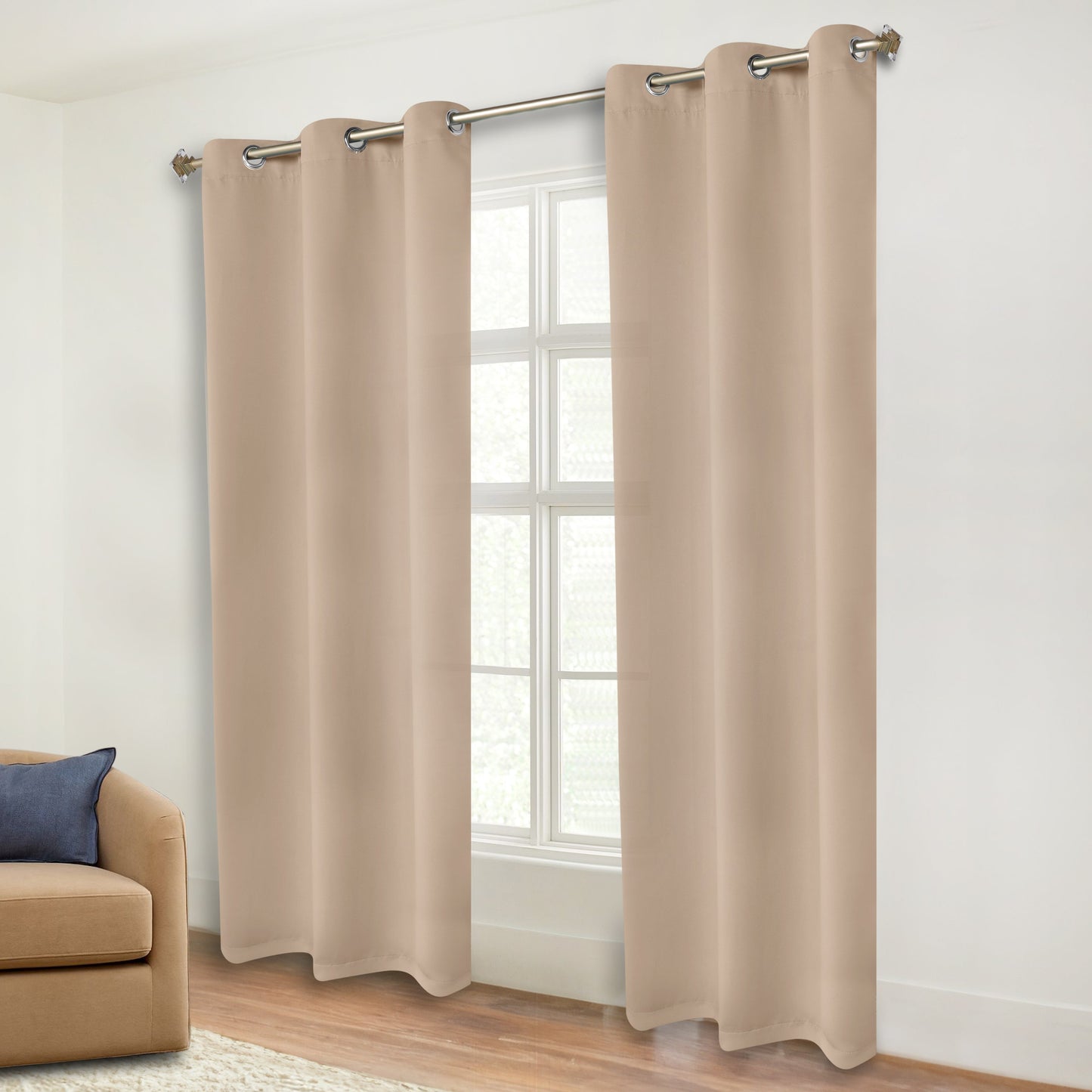 Classic Modern Solid Room Darkening Blackout Curtain Panels. Set of 2