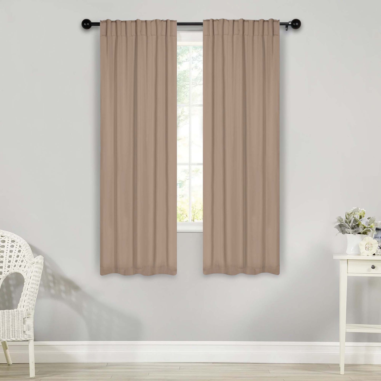 Solid Room Darkening Blackout Curtain Panels. Back Tabs. Set of 2
