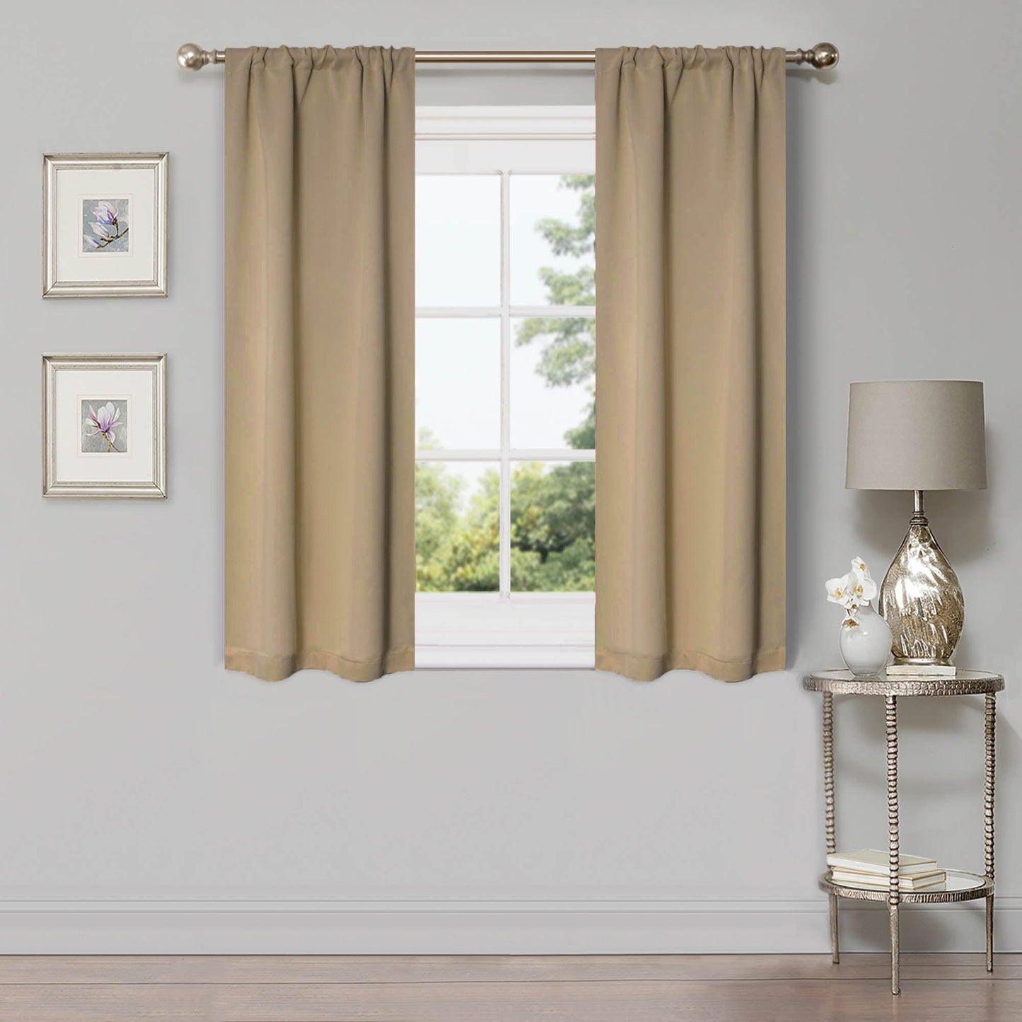 Solid Machine Washable Room Darkening Blackout Curtains. Set of 2