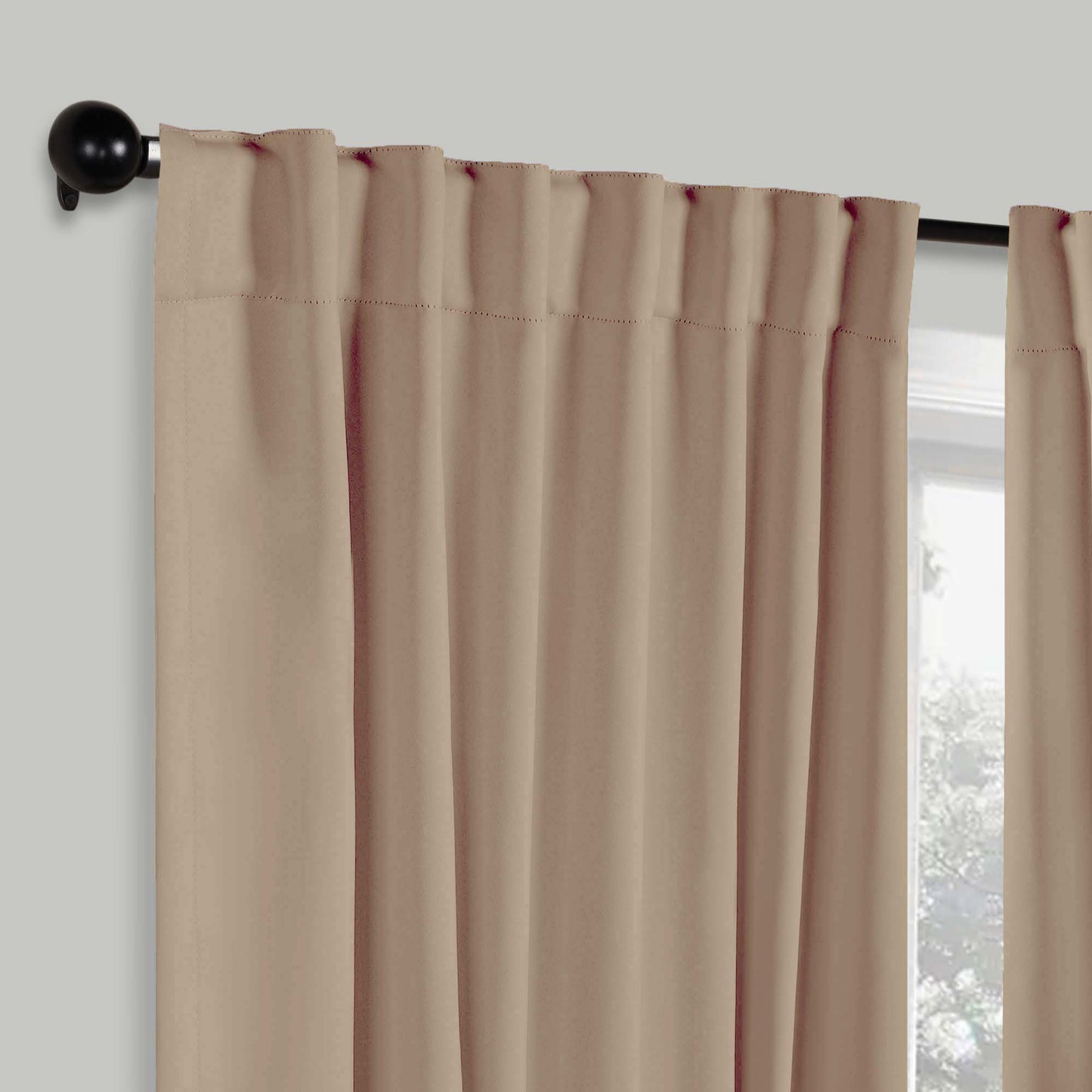 Solid Room Darkening Blackout Curtain Panels. Back Tabs. Set of 2