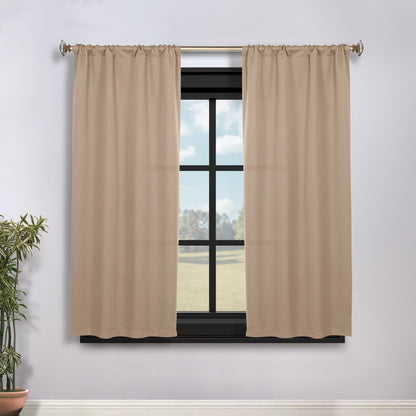 Solid Room Darkening Rod Pocket Blackout Curtain Panels. Set of 2