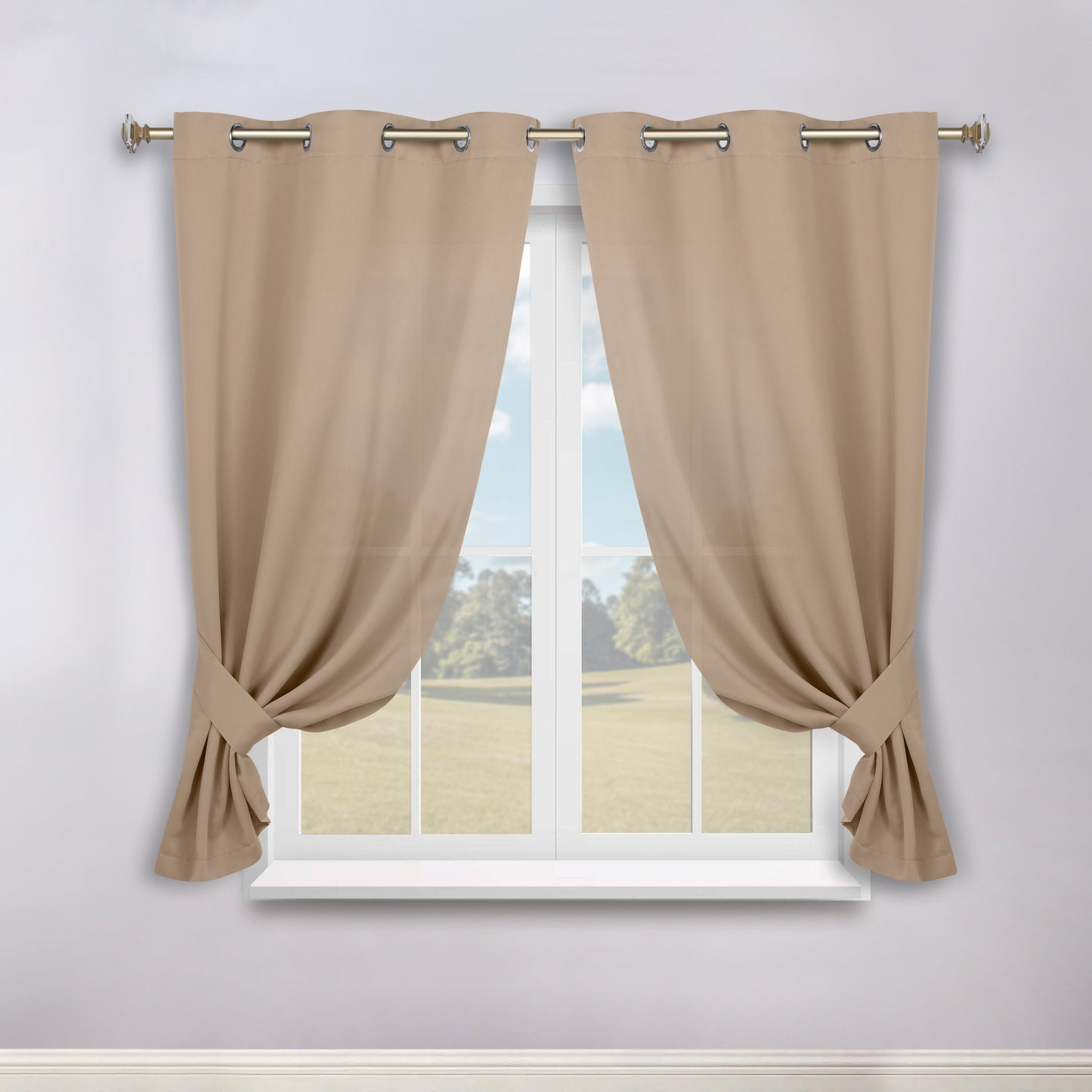 Classic Modern Solid Room Darkening Blackout Curtain Panels. Set of 2