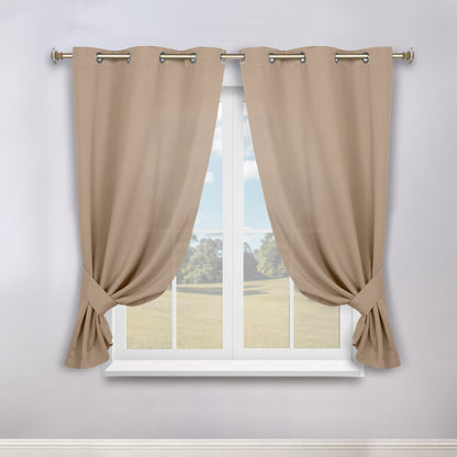 Classic Modern Solid Room Darkening Blackout Curtain Panels. Set of 2