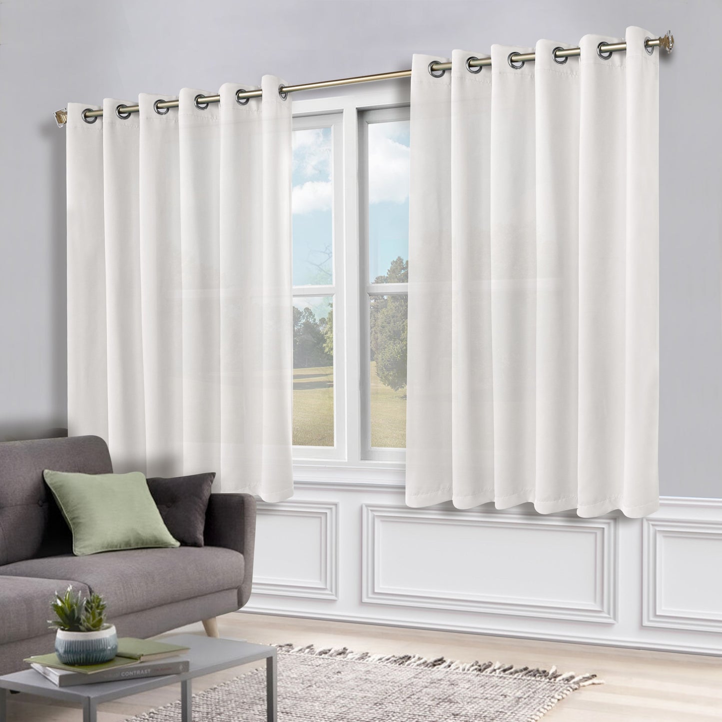 Classic Modern Solid Room Darkening Blackout Curtain Panels. Set of 2