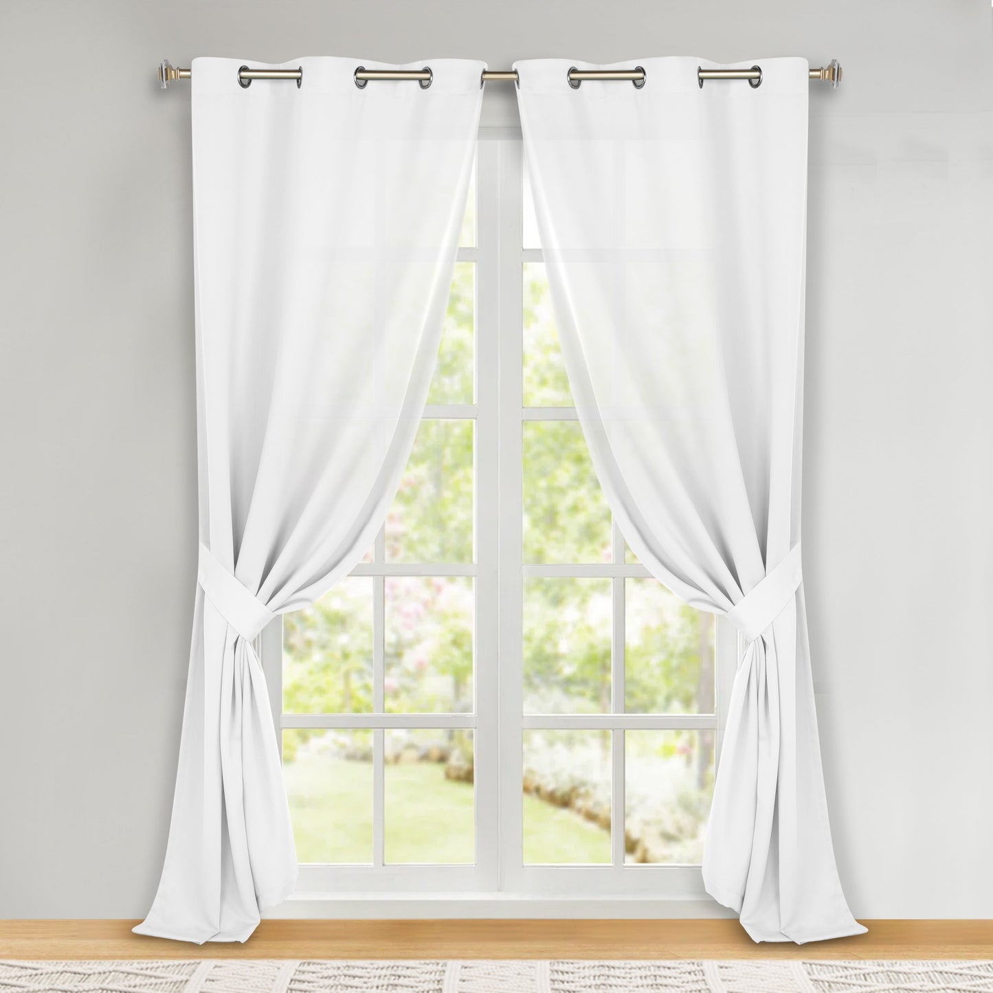 Classic Modern Solid Room Darkening Blackout Curtain Panels. Set of 2
