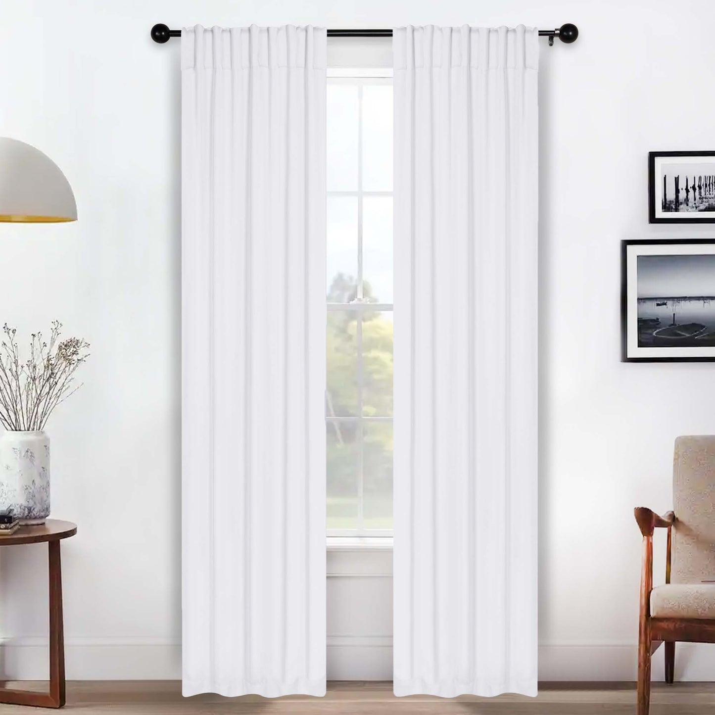 Solid Room Darkening Blackout Curtain Panels. Back Tabs. Set of 2