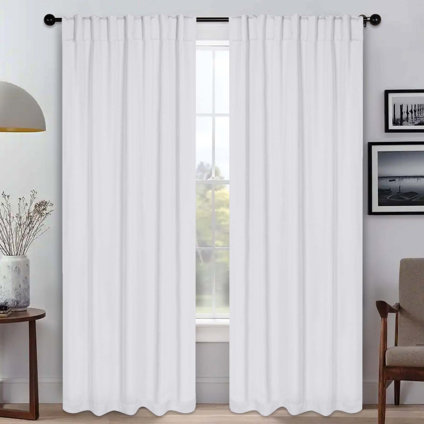 Solid Room Darkening Blackout Curtain Panels. Back Tabs. Set of 2