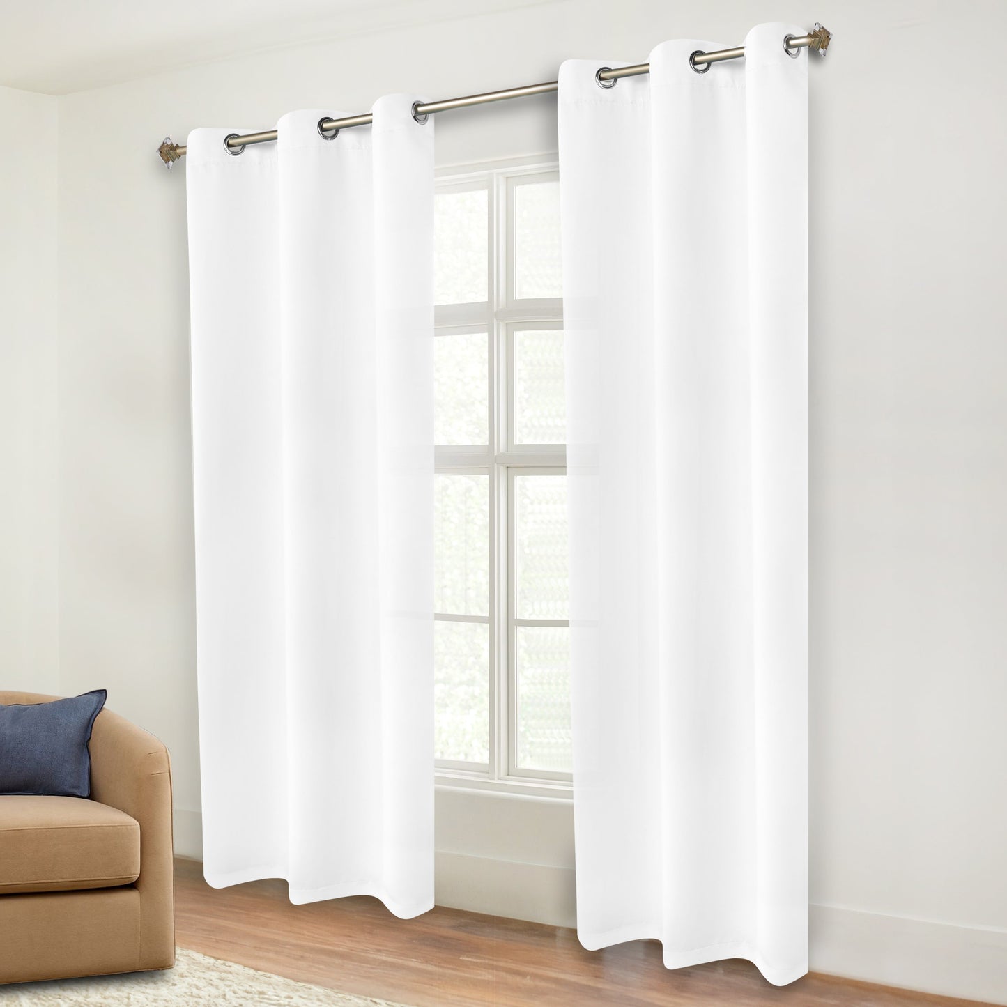 Classic Modern Solid Room Darkening Blackout Curtain Panels. Set of 2