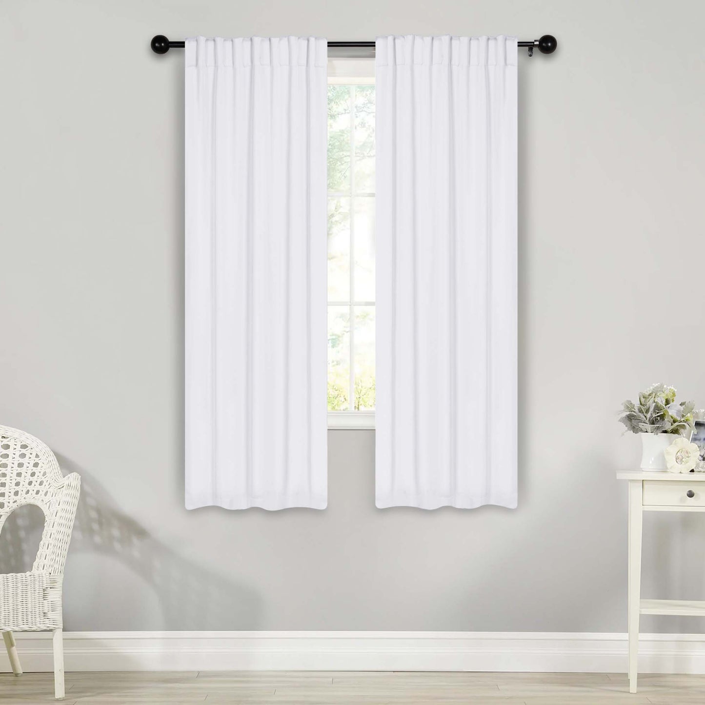 Solid Room Darkening Blackout Curtain Panels. Back Tabs. Set of 2