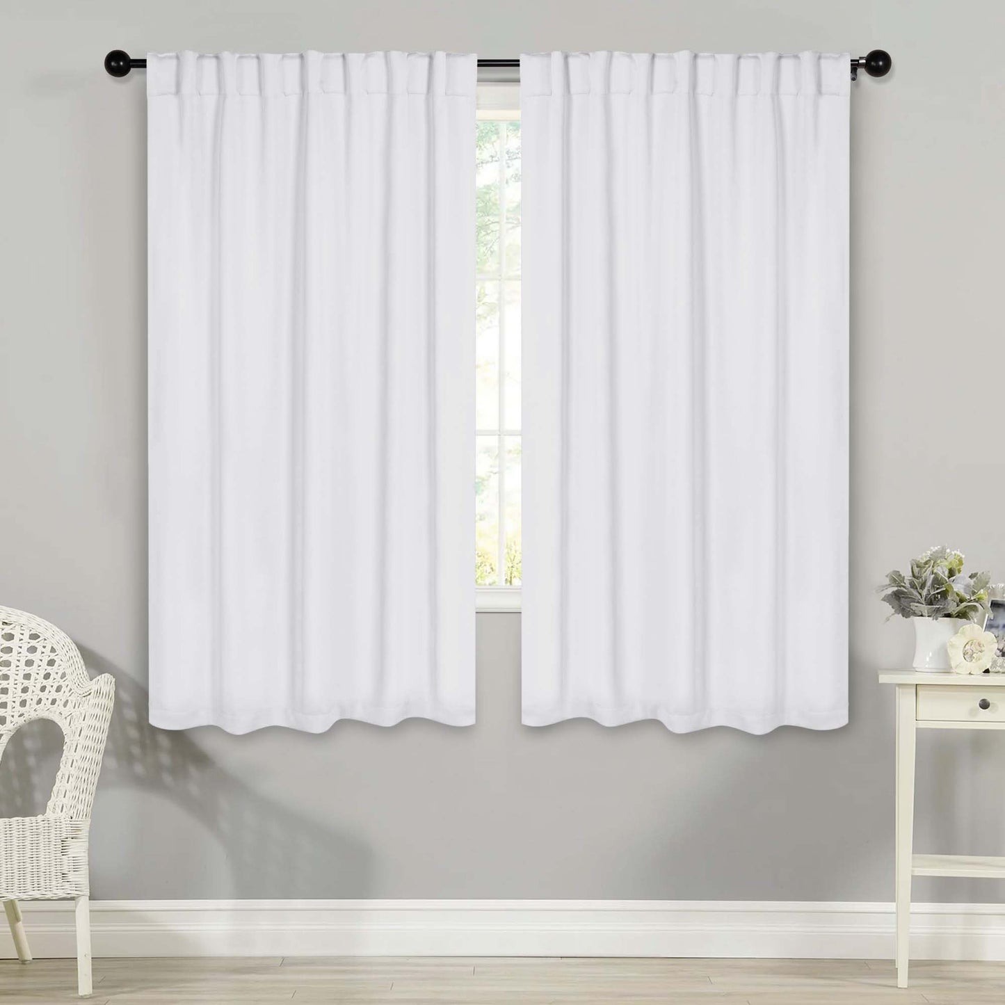 Solid Room Darkening Blackout Curtain Panels. Back Tabs. Set of 2