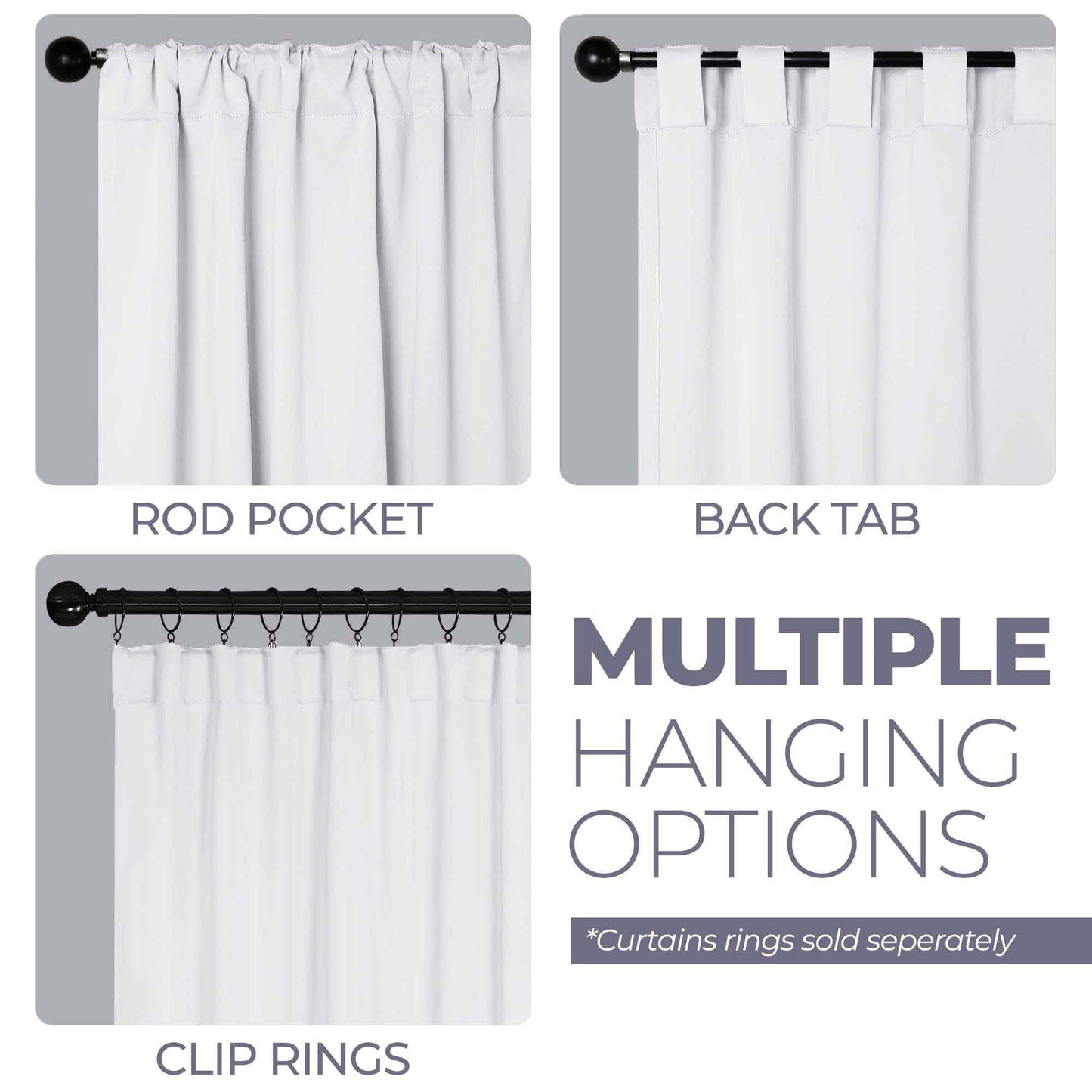 Solid Room Darkening Blackout Curtain Panels. Back Tabs. Set of 2