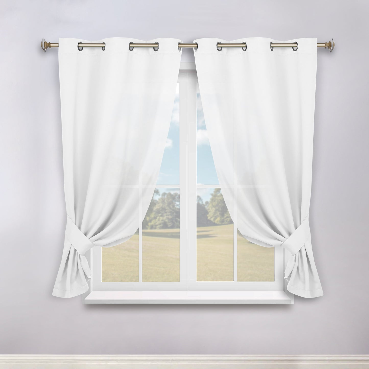 Classic Modern Solid Room Darkening Blackout Curtain Panels. Set of 2
