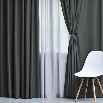 Solid Machine Washable Room Darkening Blackout Curtains. Set of 2