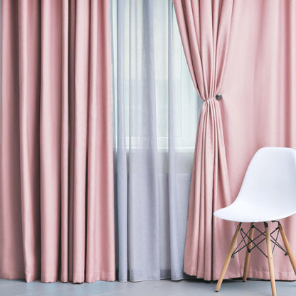 Solid Machine Washable Room Darkening Blackout Curtains. Set of 2