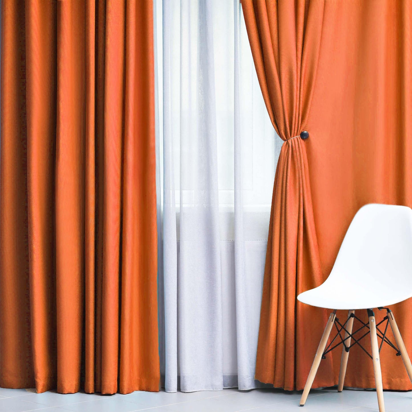 Solid Machine Washable Room Darkening Blackout Curtains. Set of 2