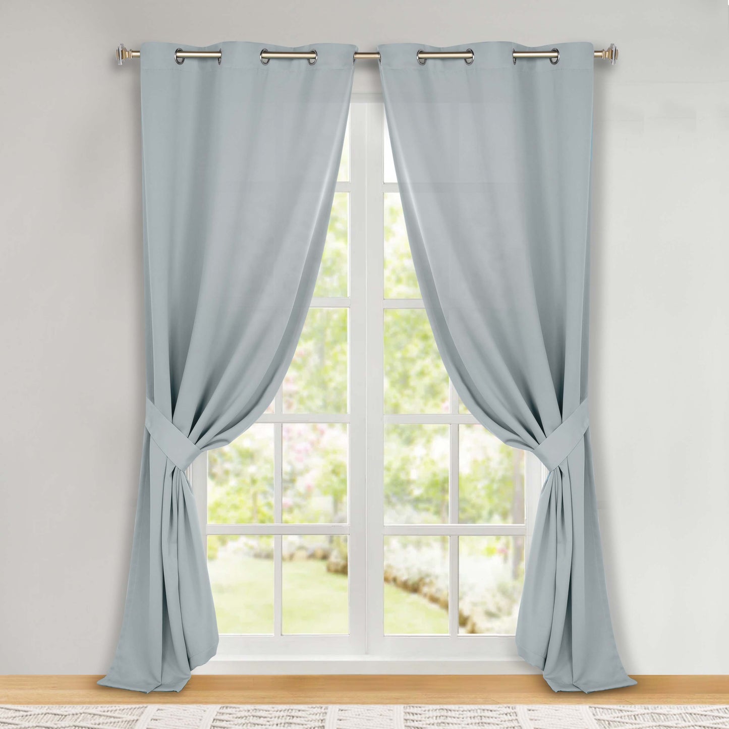 Classic Modern Solid Room Darkening Blackout Curtain Panels. Set of 2